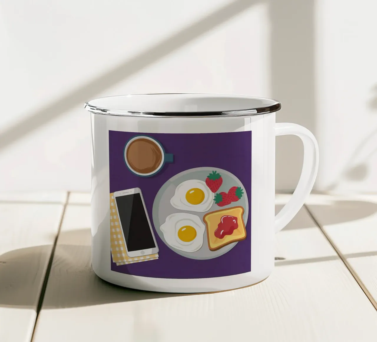 Colazione moderna Flatlay tazza in smalto da Mark Solaria