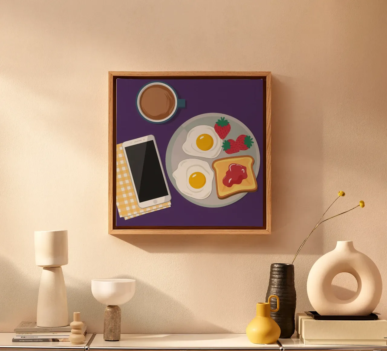 Colazione moderna Flatlay tela con Cornice a cassetta da Mark Solaria