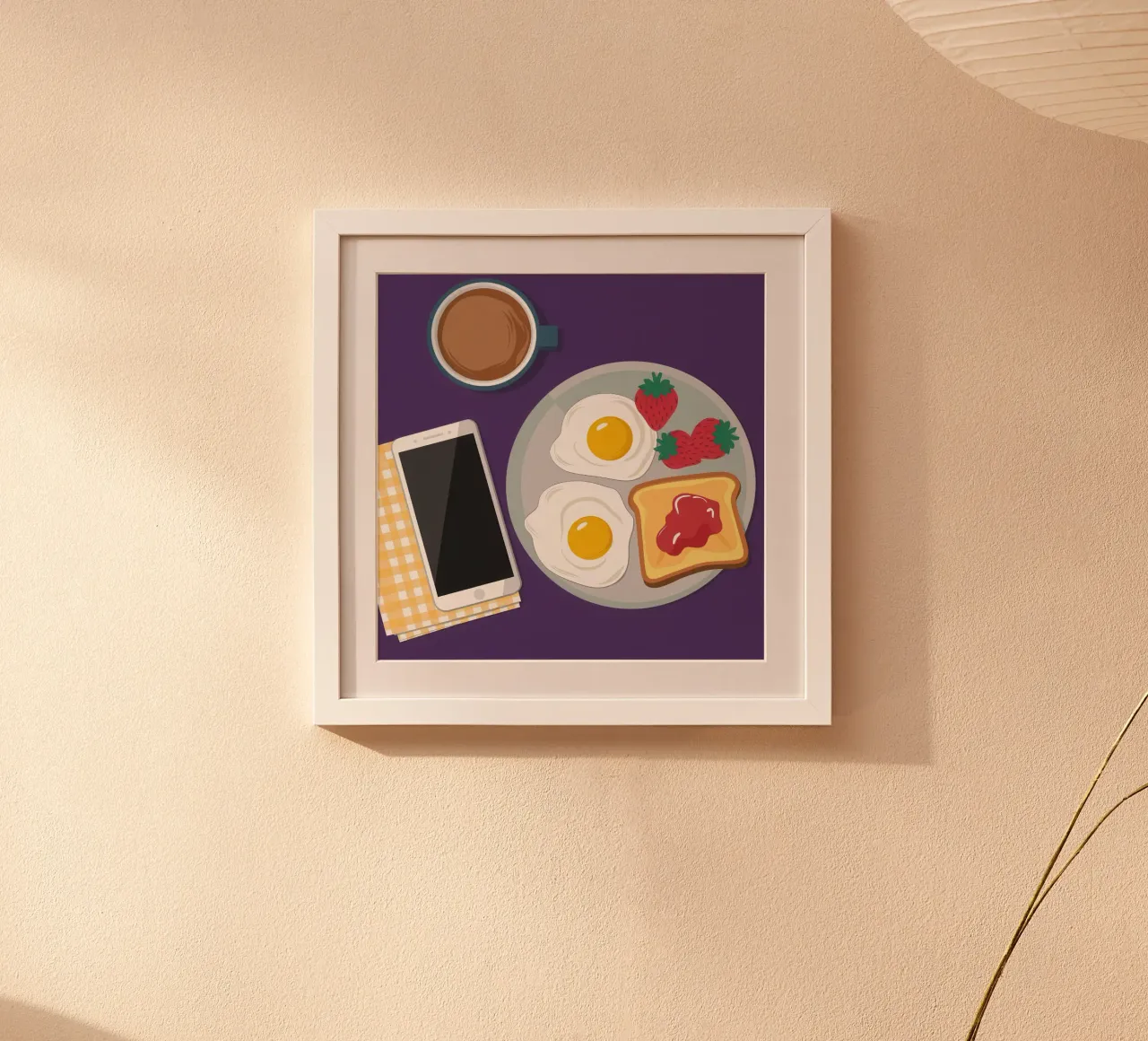 Colazione moderna Flatlay poster con telaio in plastica da Mark Solaria