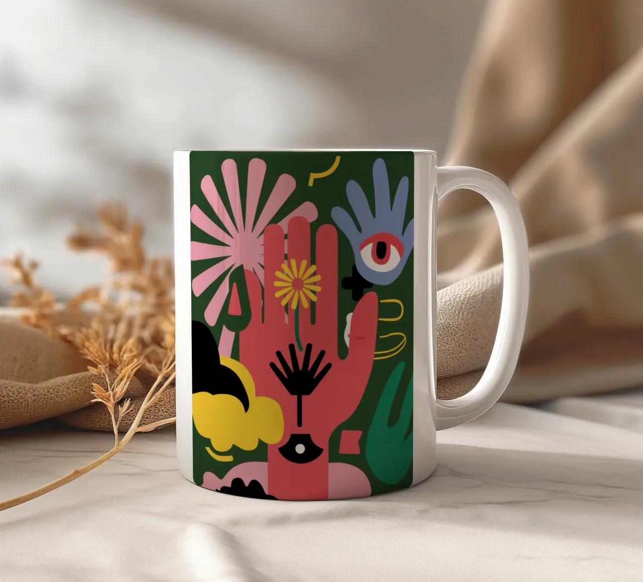 Mano dell'occhio surreale tazza in ceramica da Mark Solaria