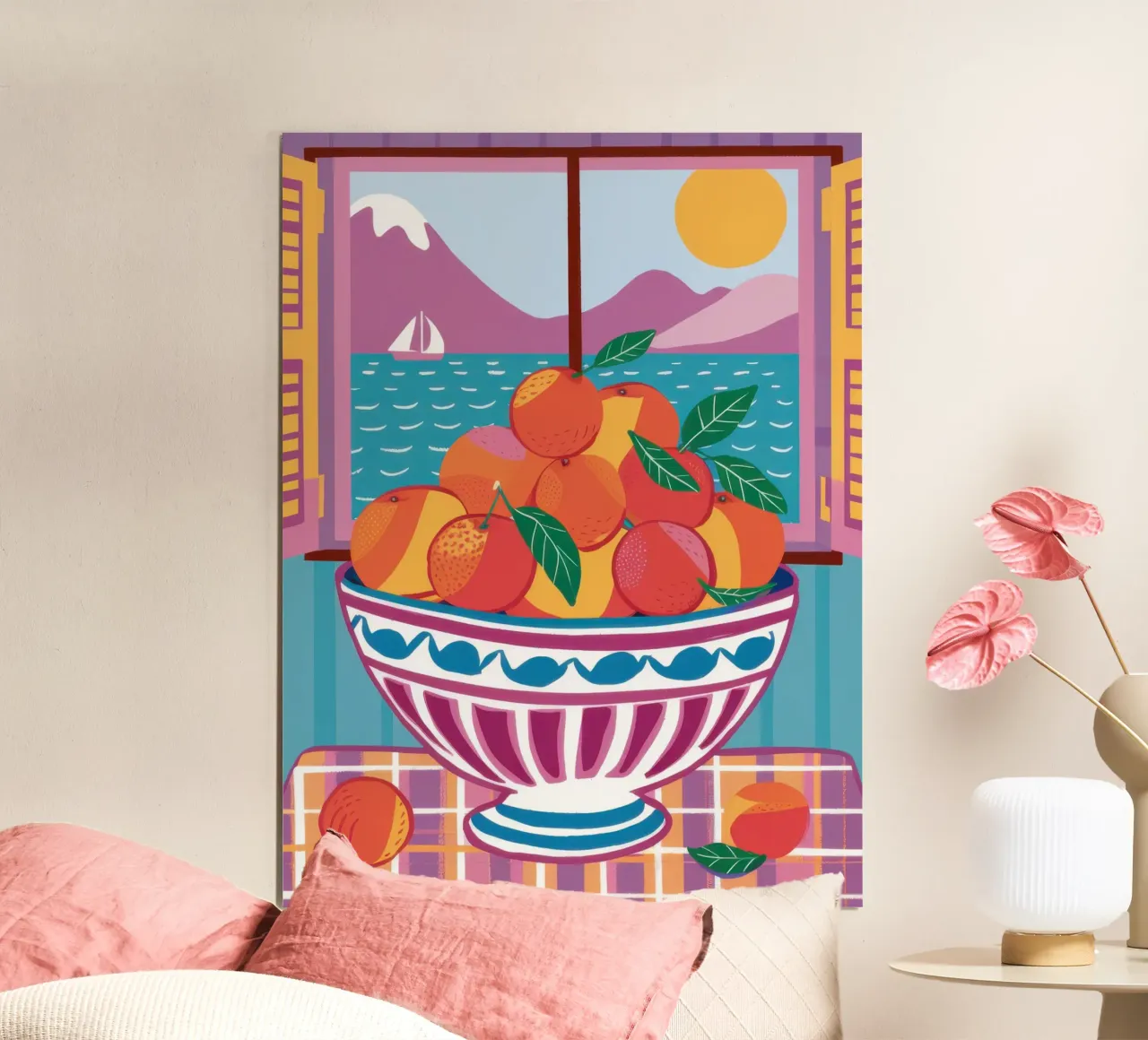 Finestra con ciotola di frutta poster da Mark Solaria