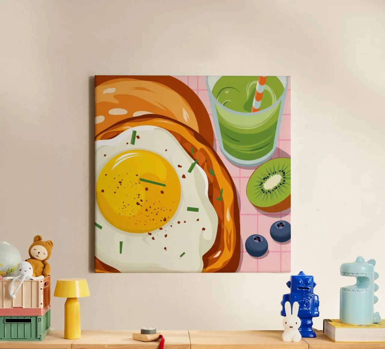 Perfecte ei Kiwi Smoothie canvas van Mark Solaria
