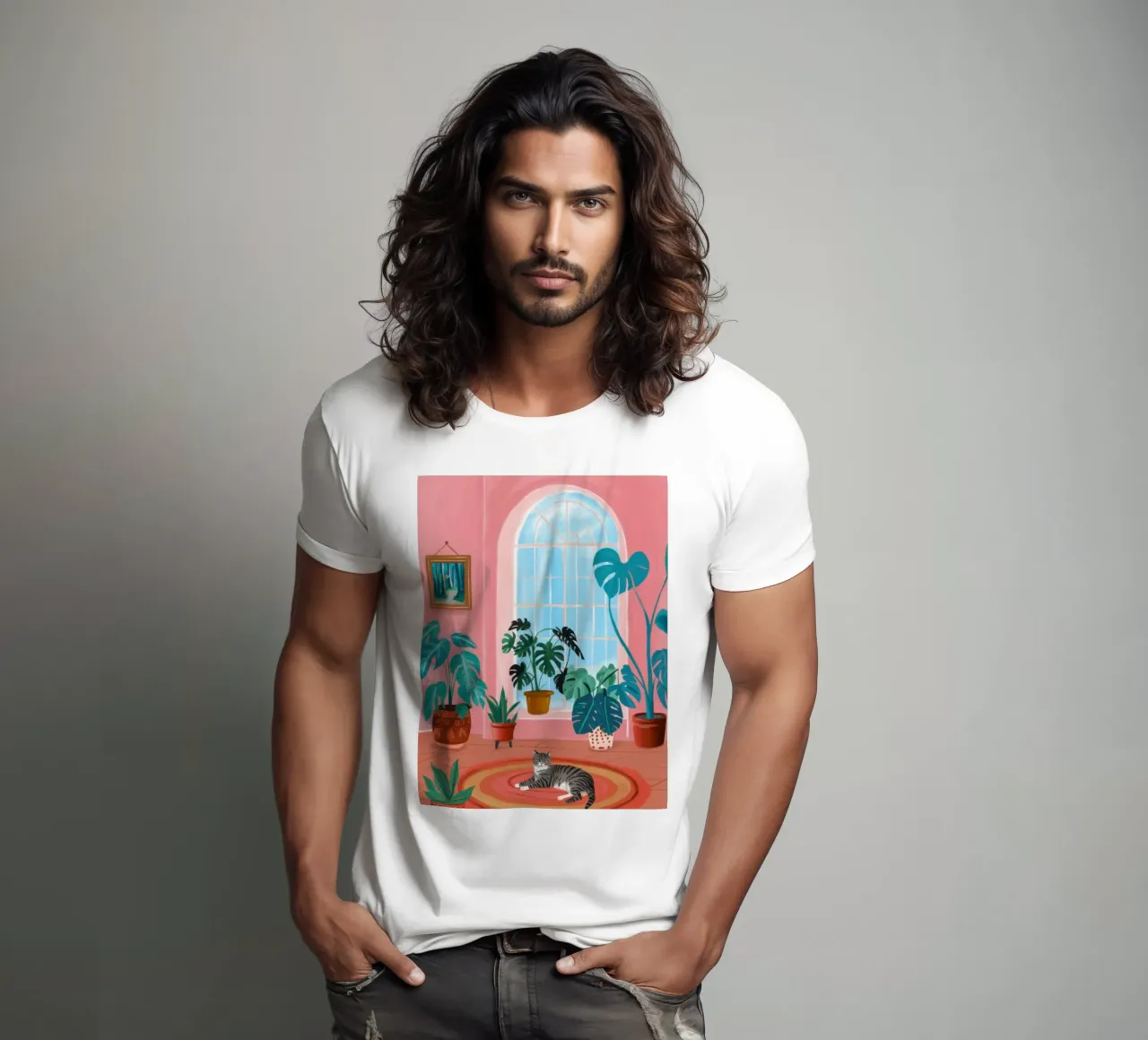 Gatto della camera accogliente t-shirt da Mark Solaria
