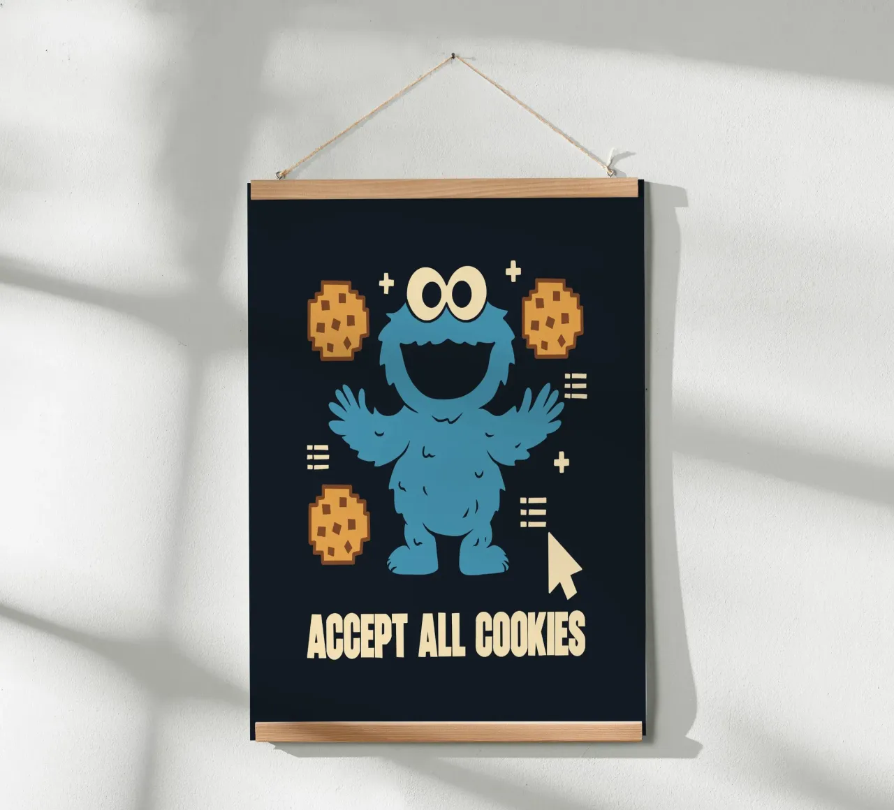 Accettare tutti i cookie poster con telaio in legno da Loobs