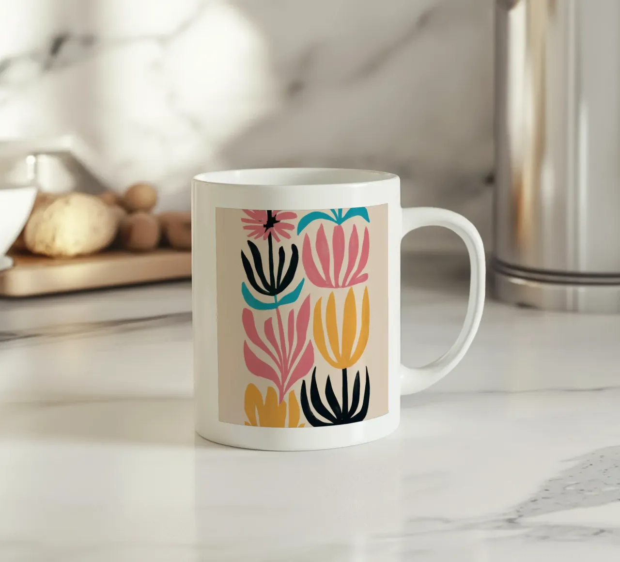 Tulipani rosa astratti tazza in ceramica da Mark Solaria