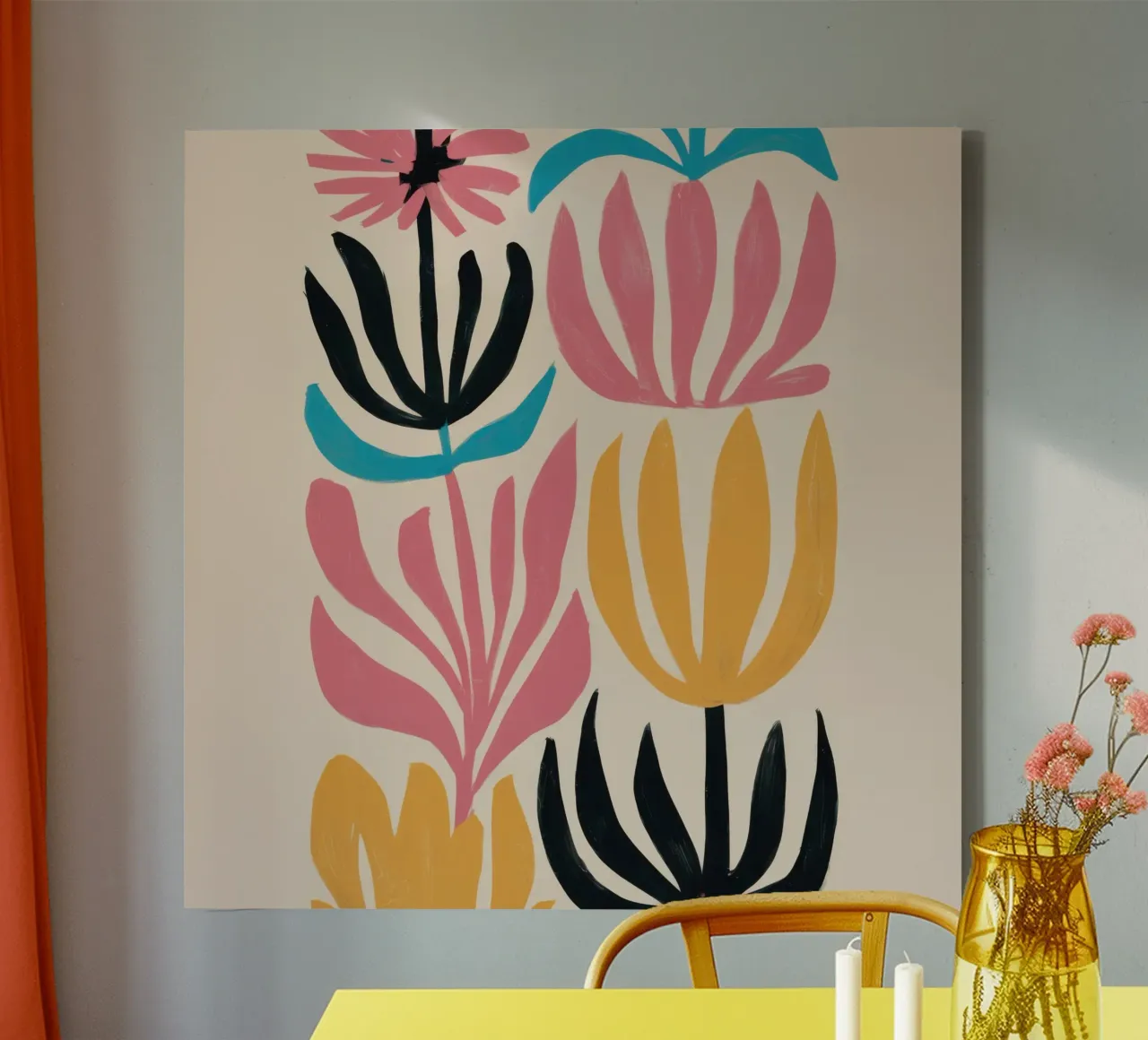 Tulipani rosa astratti tela con Cornice a cassetta da Mark Solaria