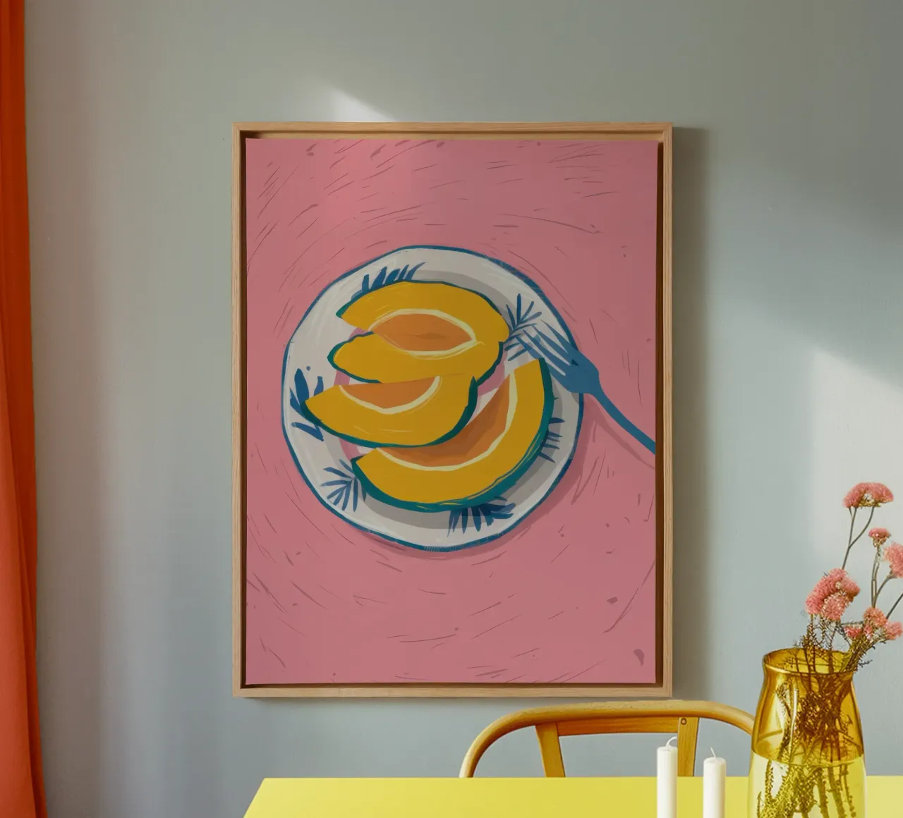 Piatto di mango a fette tela con Cornice a cassetta da Mark Solaria
