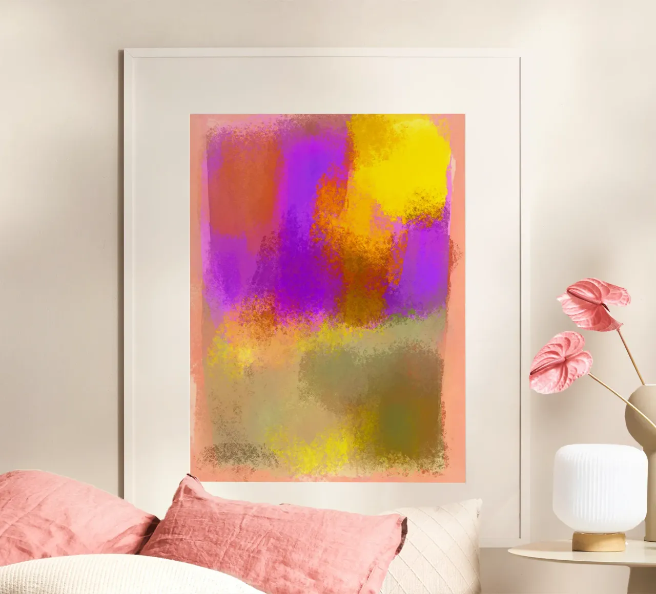 Limone volante astratto poster con telaio in alluminio da Illustration Raissa Oltmanns