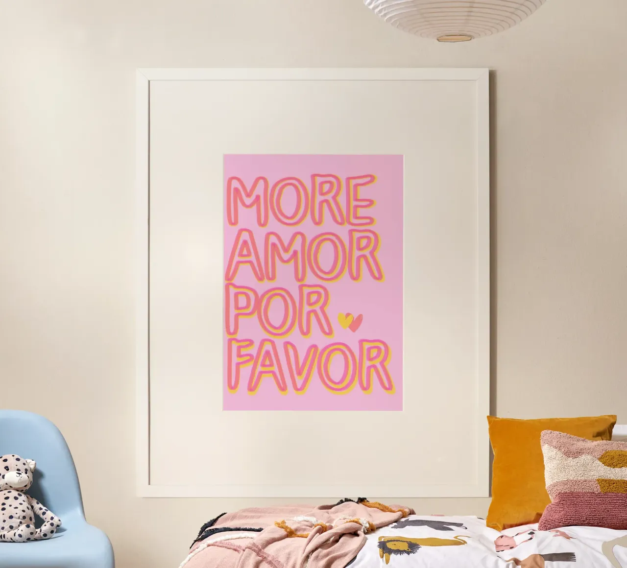 More Amore Por Favor poster con telaio in legno da Attaboy Dsgn