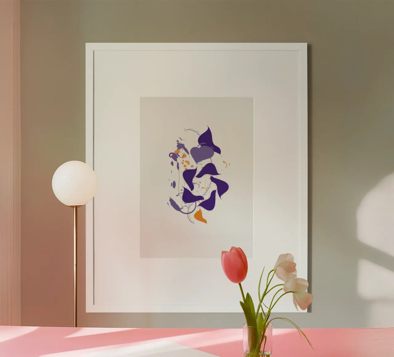 Emozione viola poster con telaio in alluminio da Carrot & Soul