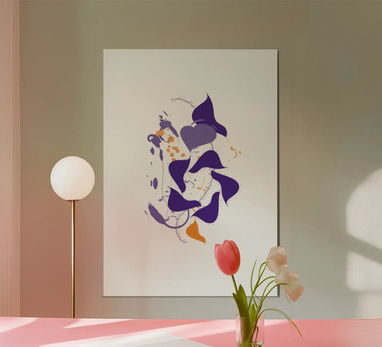 Emozione viola poster con telaio in alluminio da Carrot & Soul