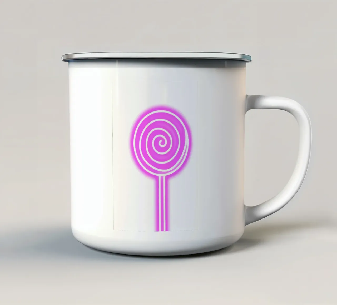 Lollipop Pop Art rosa neon - Stampa digitale Sweet Glow tazza in smalto da homdeco
