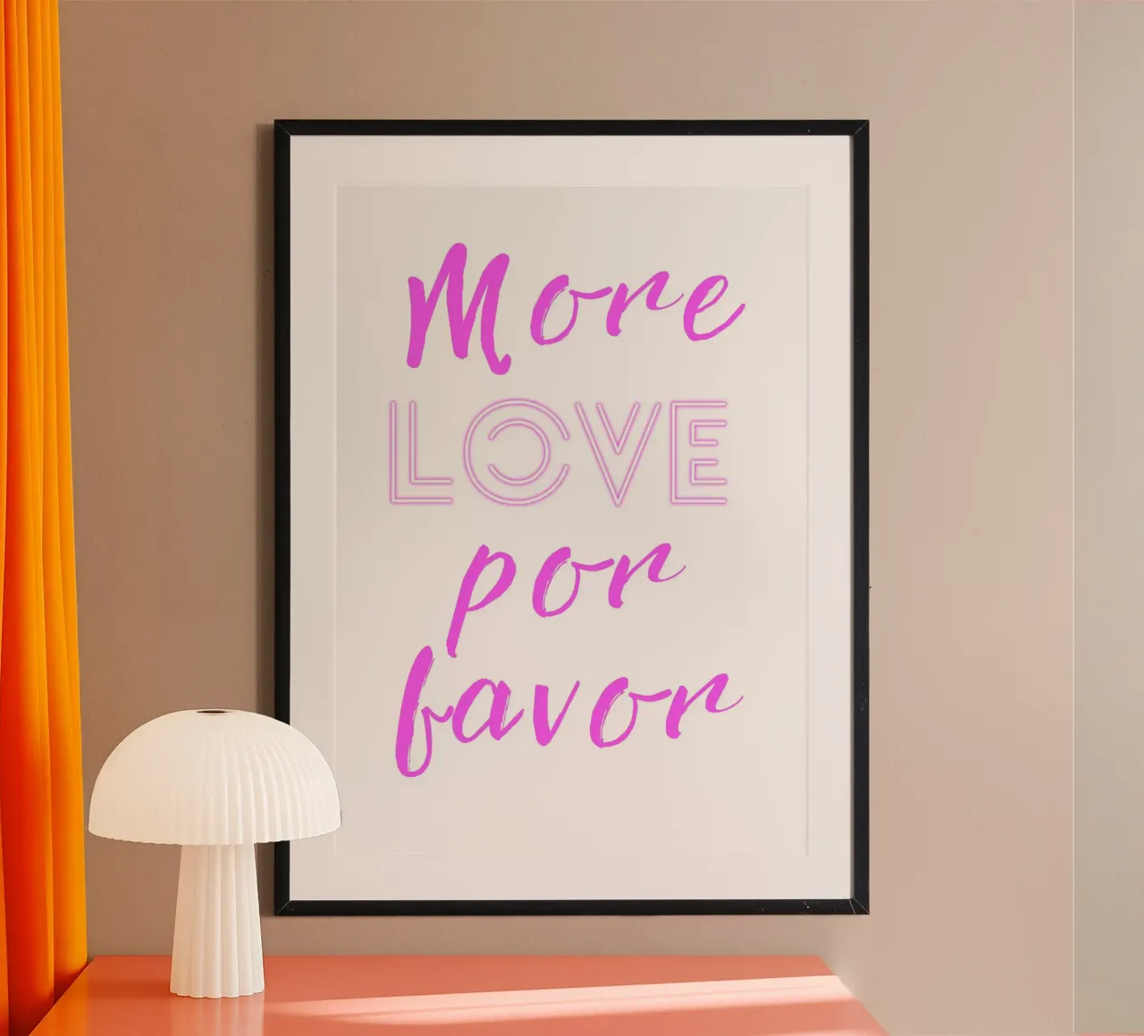 "More Love Por Favor" Neon Script Art Print - Trendy Wall De poster de homdeco