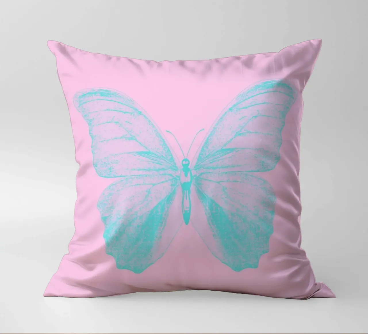 Aqua Butterfly Dream - Impression numérique esthétique rose et bleue coussin de homdeco
