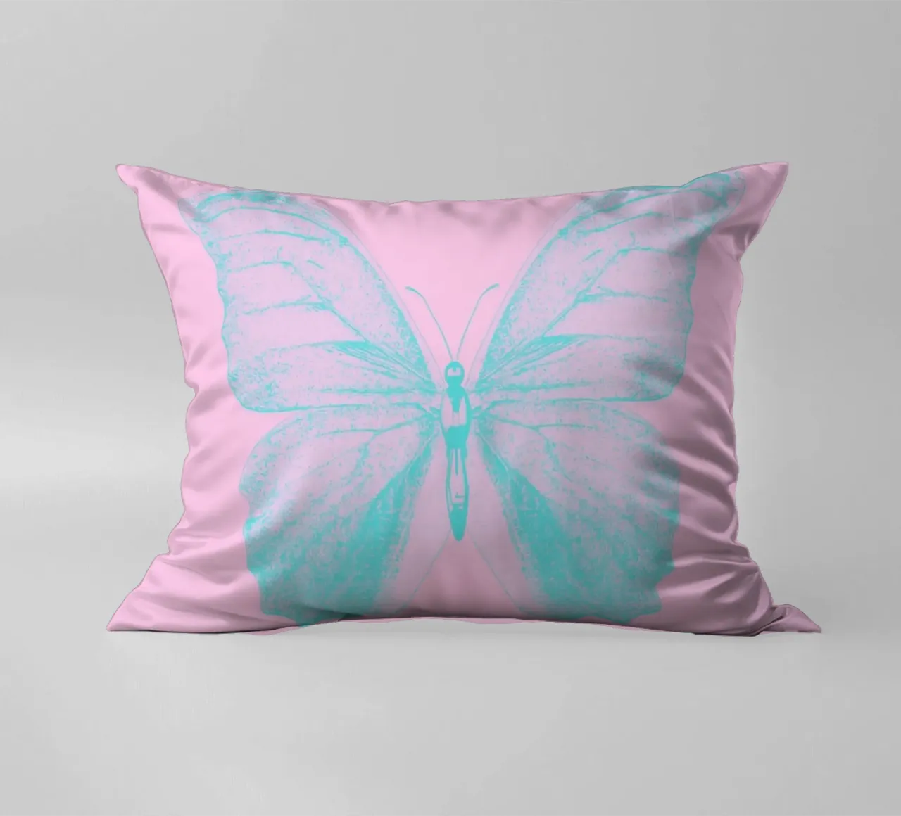 Aqua Butterfly Dream - Impression numérique esthétique rose et bleue coussin de homdeco