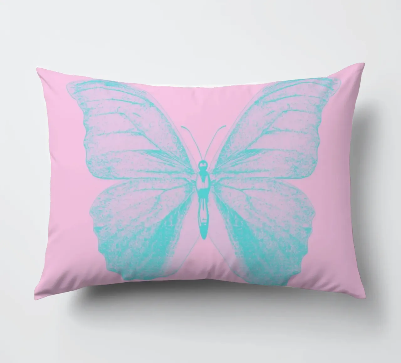 Aqua Butterfly Dream - Impression numérique esthétique rose et bleue coussin de homdeco