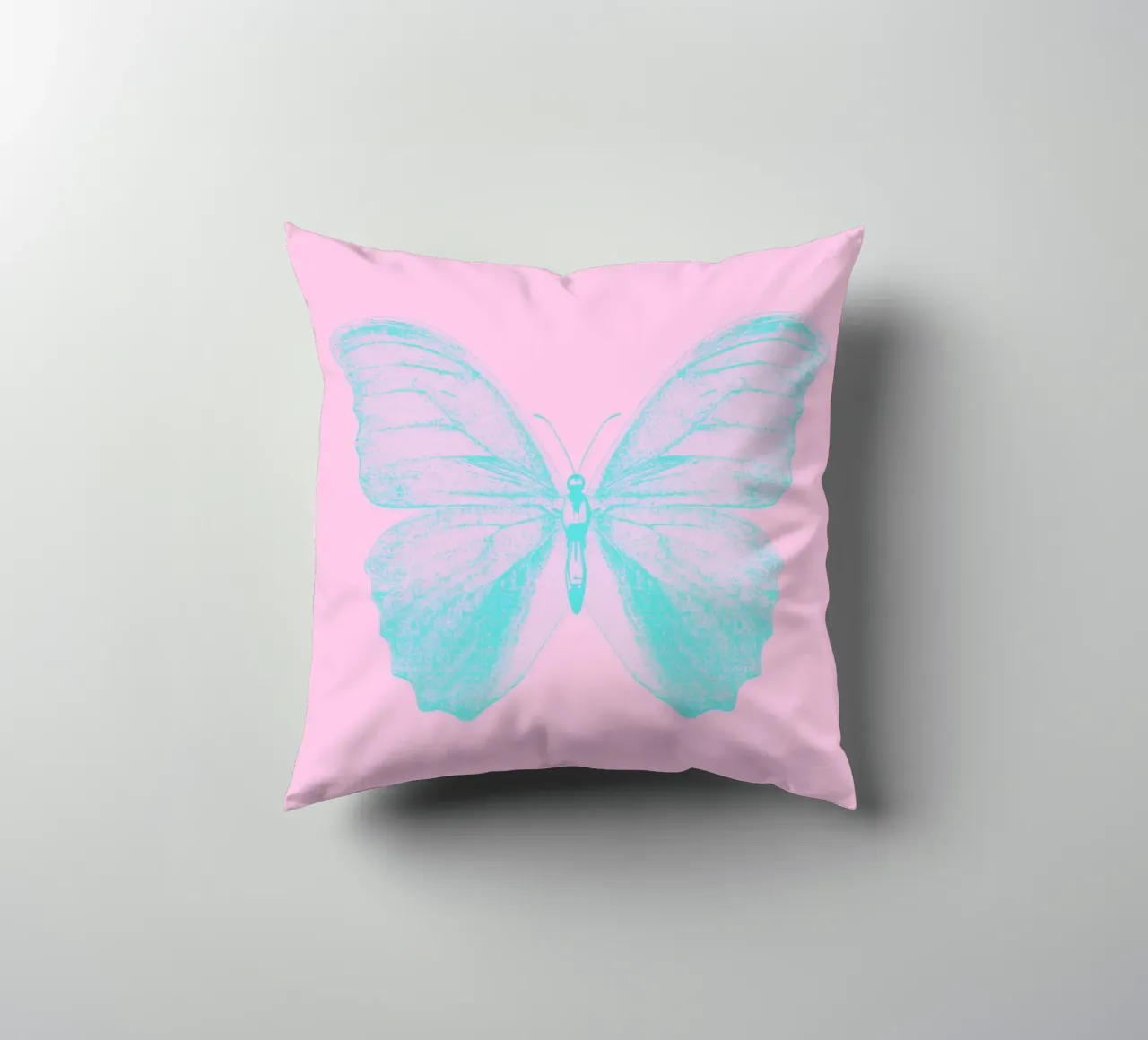 Aqua Butterfly Dream - Impression numérique esthétique rose et bleue coussin de homdeco