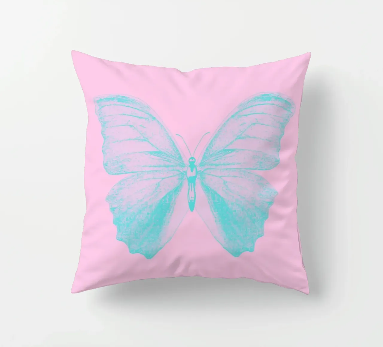 Aqua Butterfly Dream - Impression numérique esthétique rose et bleue coussin de homdeco