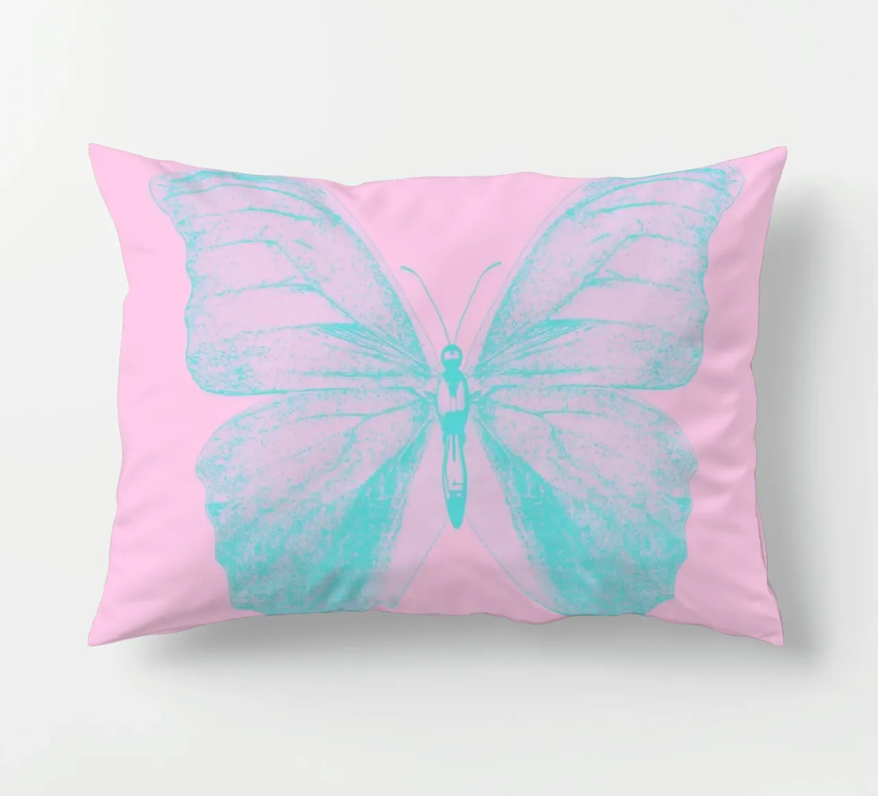 Aqua Butterfly Dream - Impression numérique esthétique rose et bleue coussin de homdeco