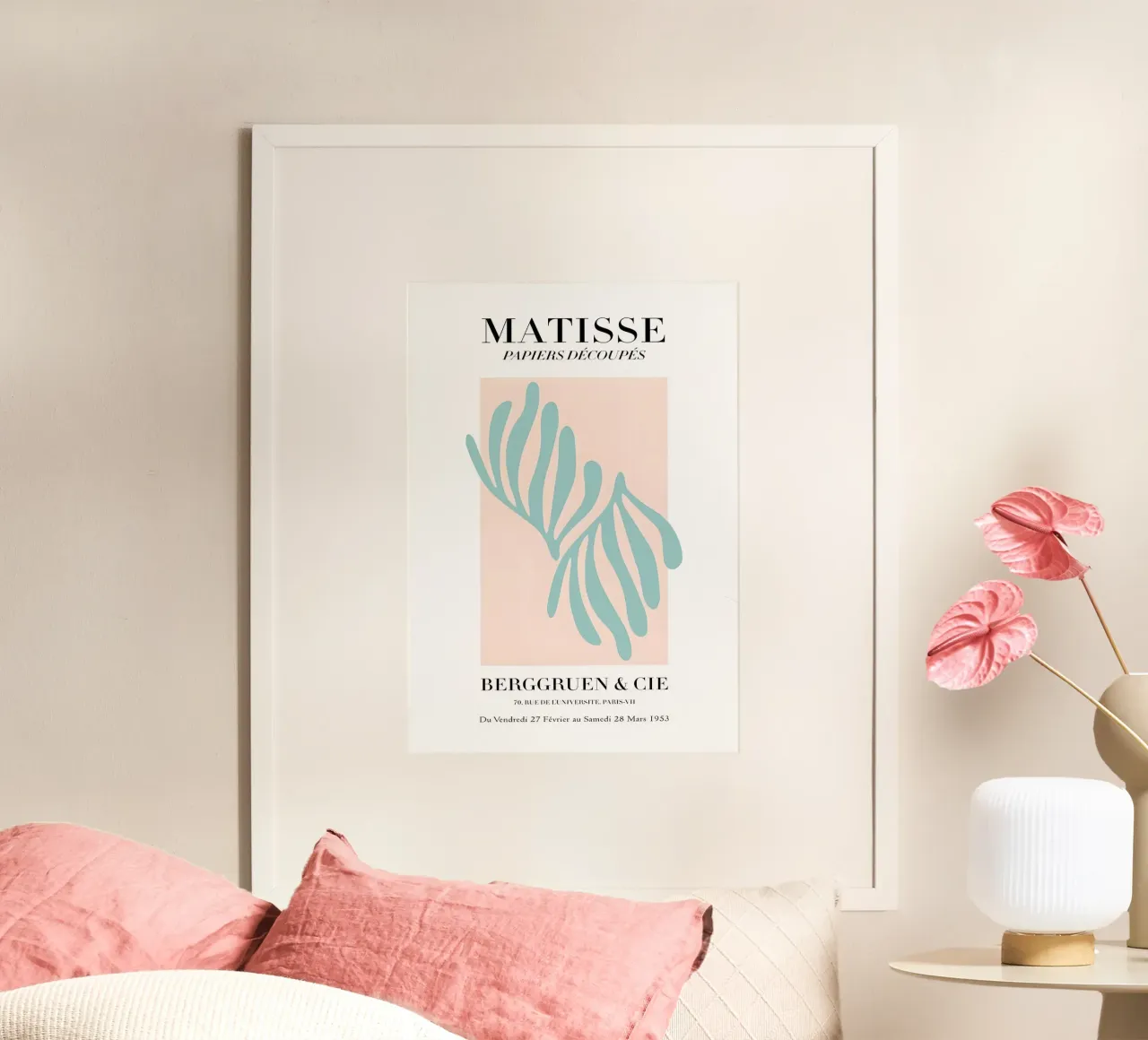 Foglie di papiro tagliate di Matisse - Arte moderna di metà secolo Prin poster con telaio in alluminio da homdeco