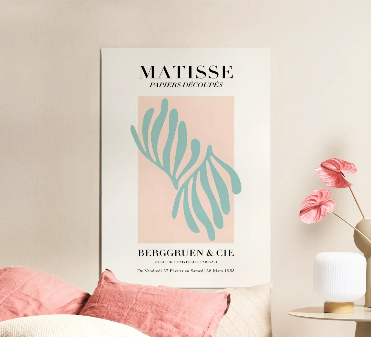 Foglie di papiro tagliate di Matisse - Arte moderna di metà secolo Prin poster con telaio in alluminio da homdeco