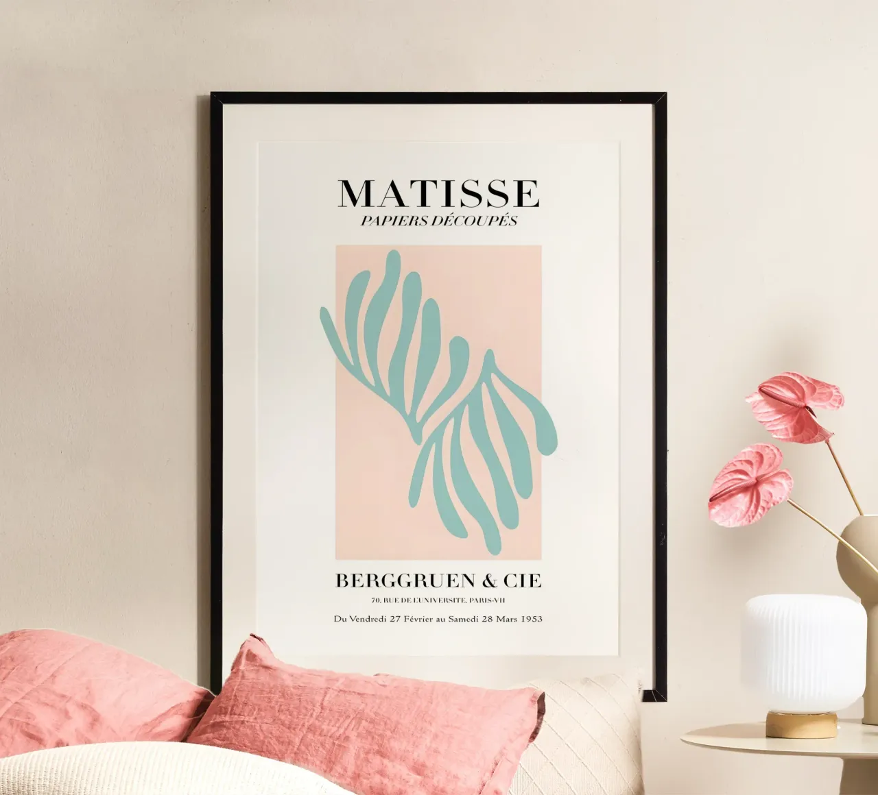 Foglie di papiro tagliate di Matisse - Arte moderna di metà secolo Prin poster con telaio in alluminio da homdeco