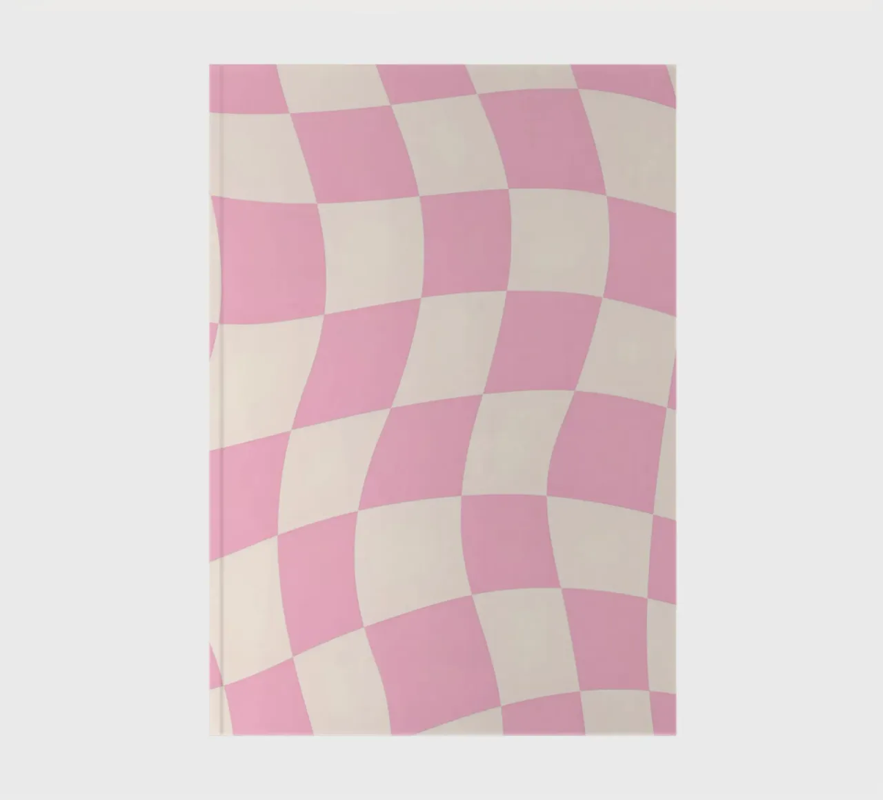 Pink & Cream Wavy Checkerboard - Retro Aesthetic Print notebook by homdeco