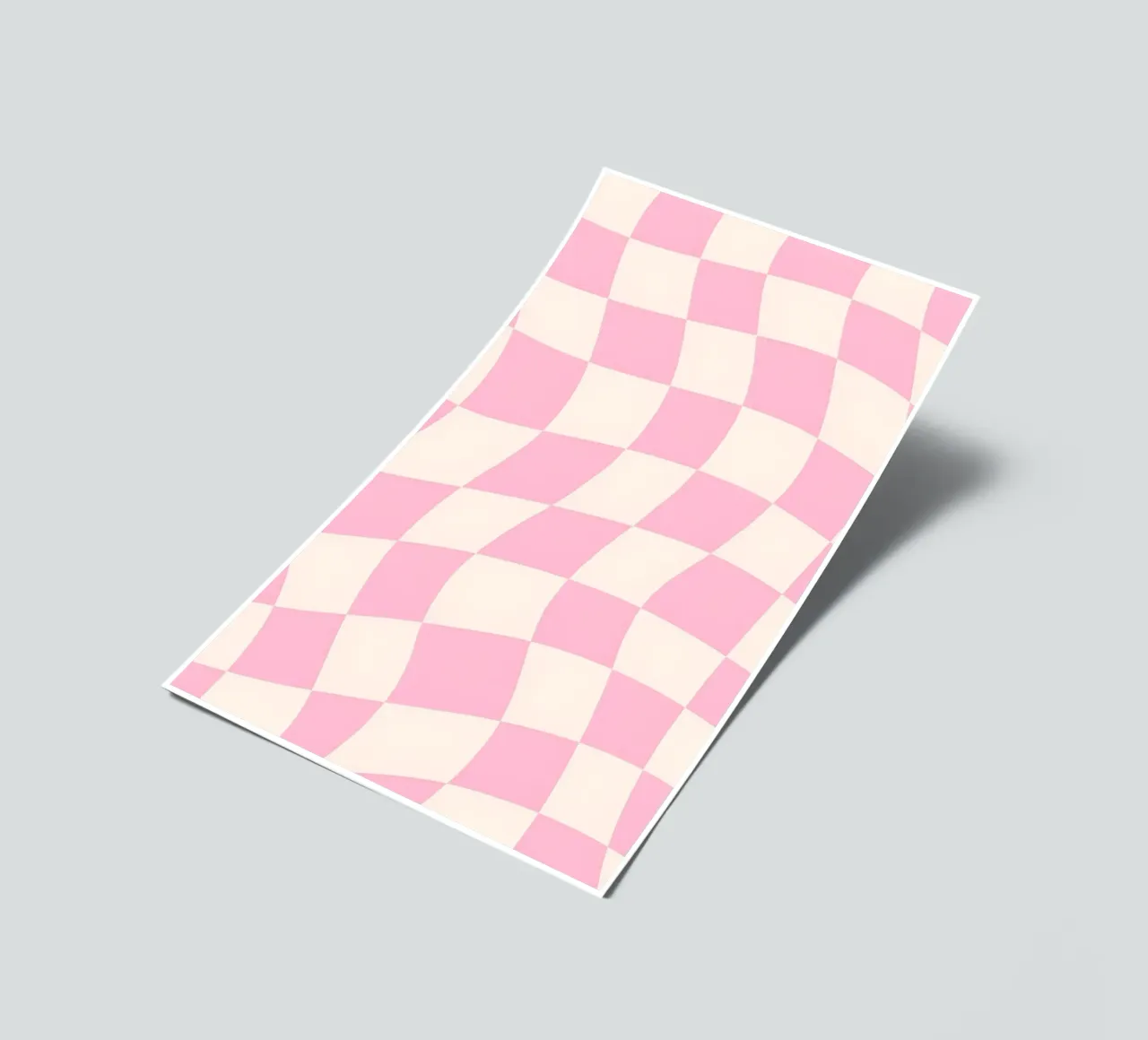 Rosa & cremefarbenes gewelltes Schachbrett - Retro-ästhetischer Druck Stickerbogen von homdeco