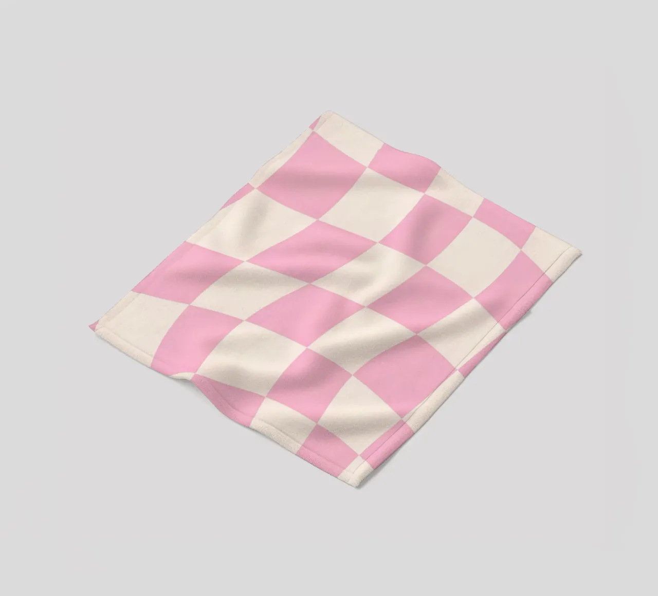 Rosa & cremefarbenes gewelltes Schachbrett - Retro-ästhetischer Druck Fleecedecke von homdeco