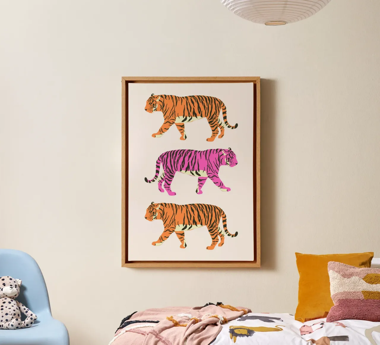 Pop Art Tijger Trio - Levendige Wilde Dieren Digitale Print canvas met Baklijst van homdeco