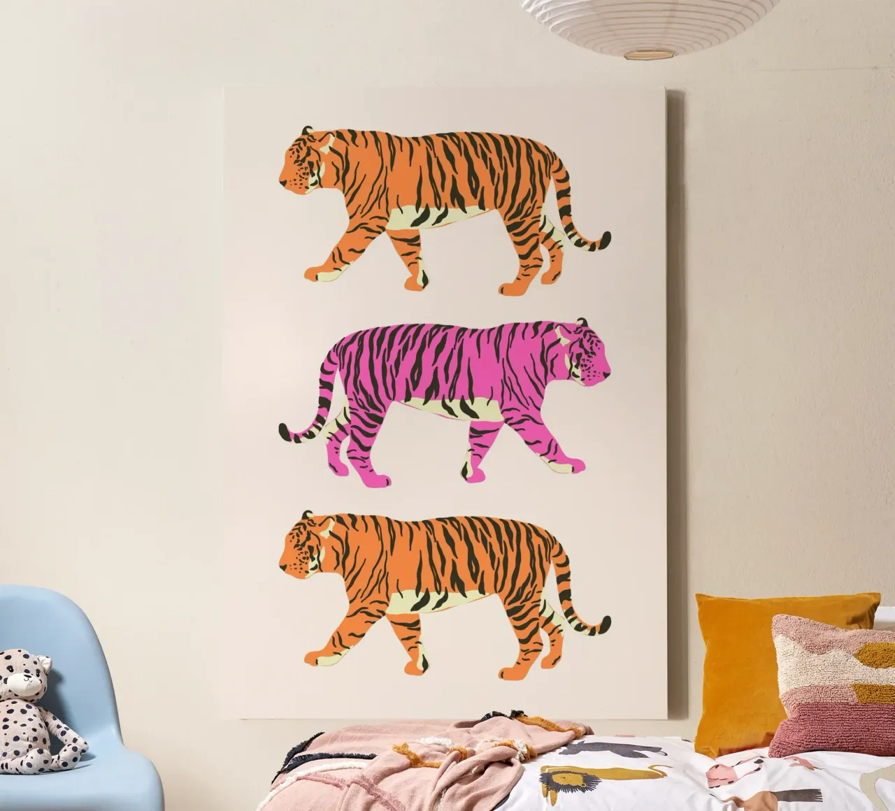 Pop Art Tijger Trio - Levendige Wilde Dieren Digitale Print canvas met Baklijst van homdeco