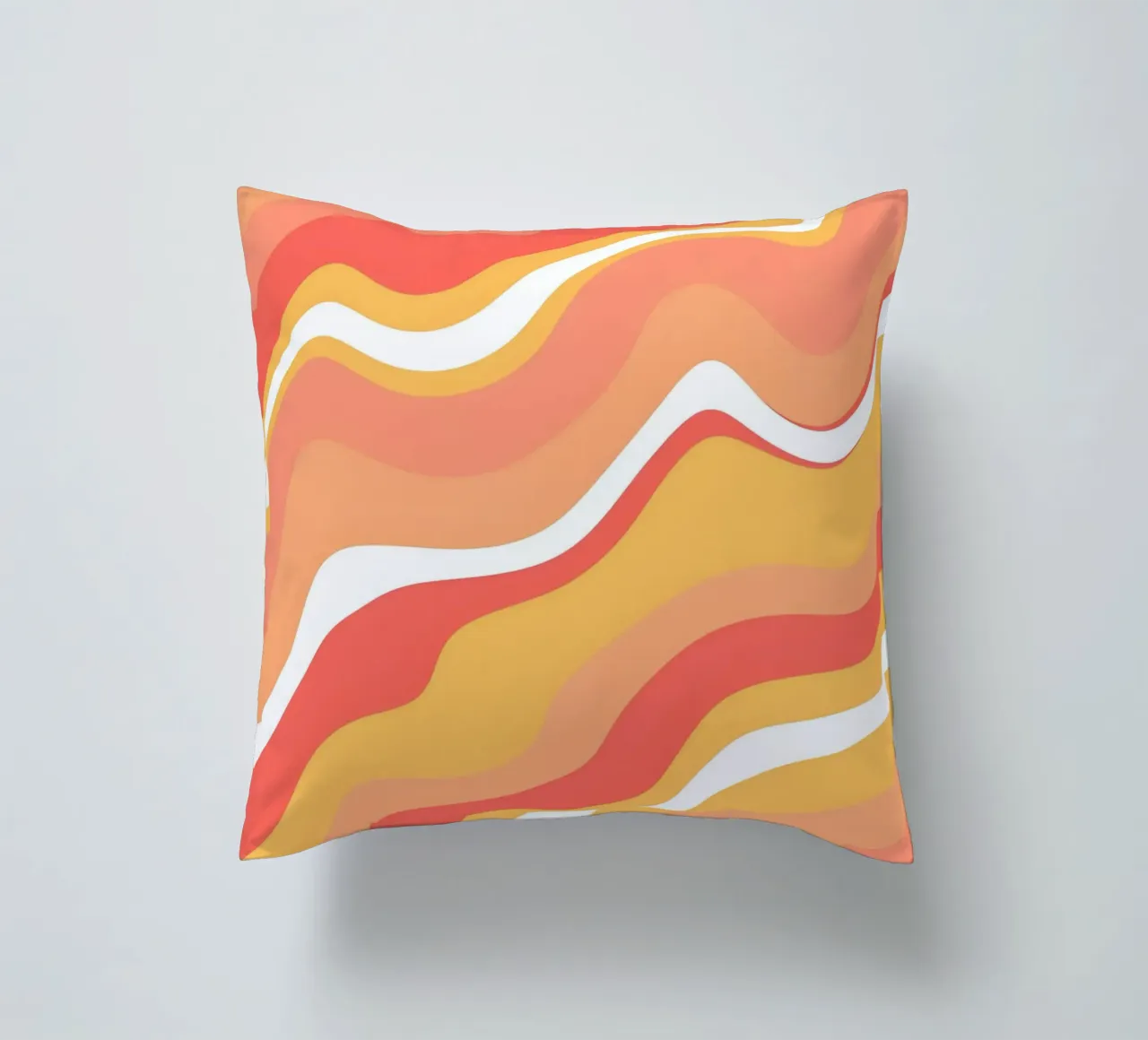 Warm Wave Abstract - Arte retrò a vortice arancione e rosa cuscino da homdeco