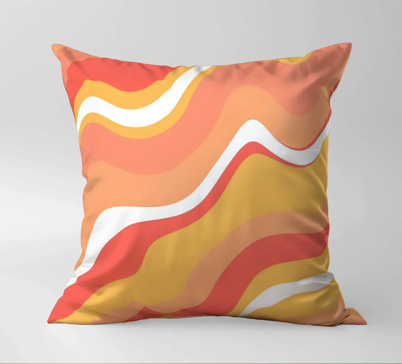 Warm Wave Abstract - Arte retrò a vortice arancione e rosa cuscino da homdeco