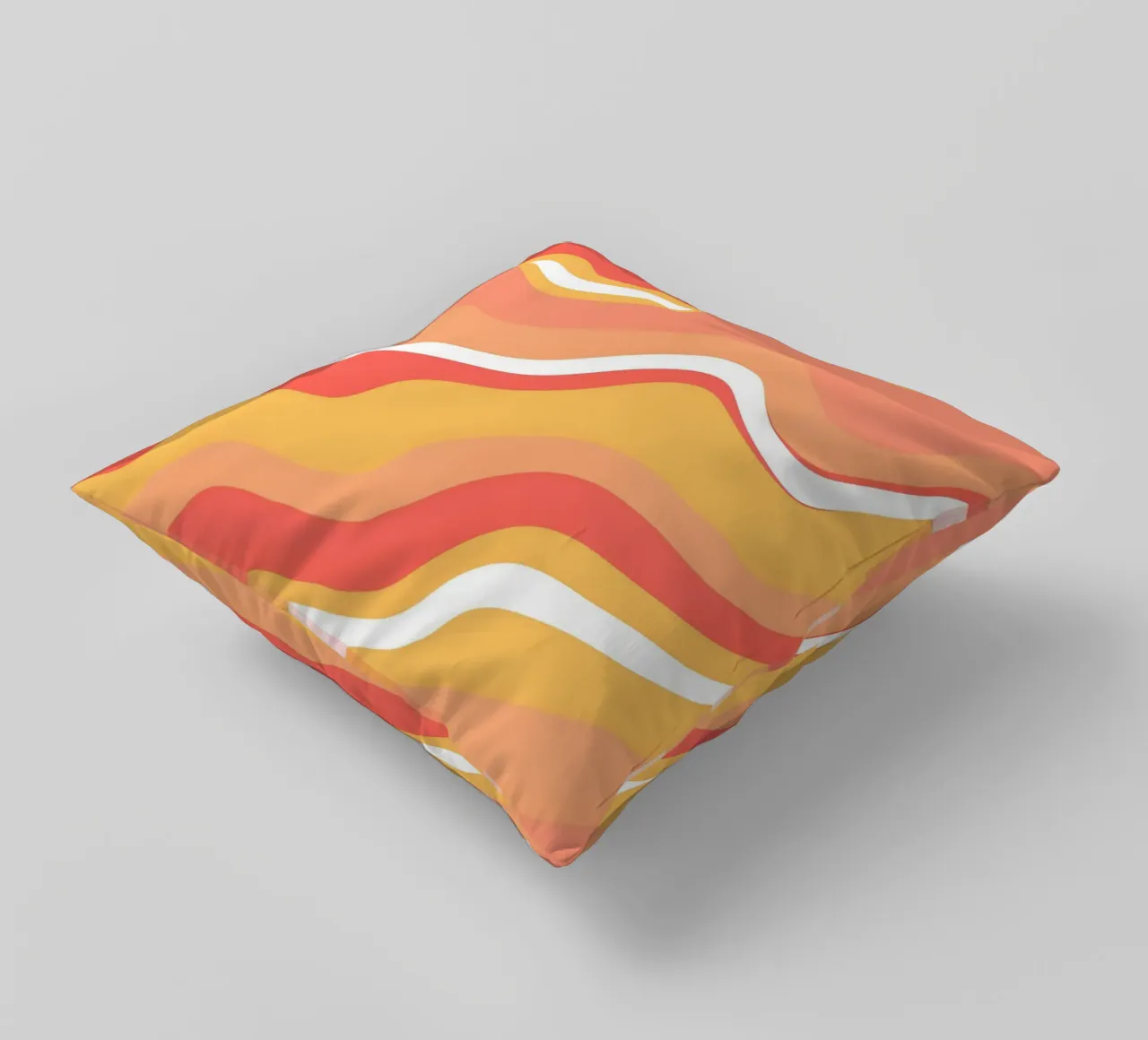 Warm Wave Abstract - Arte retrò a vortice arancione e rosa cuscino da homdeco