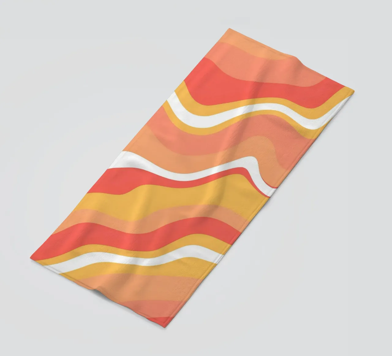 Warm Wave Abstract - Arte retrò a vortice arancione e rosa telo mare da homdeco