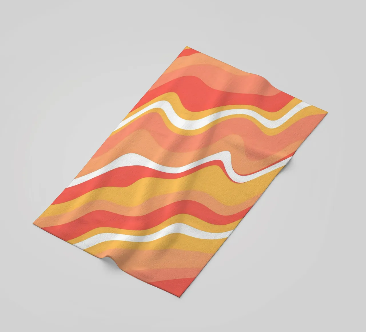 Warm Wave Abstract - Arte retrò a vortice arancione e rosa telo mare da homdeco