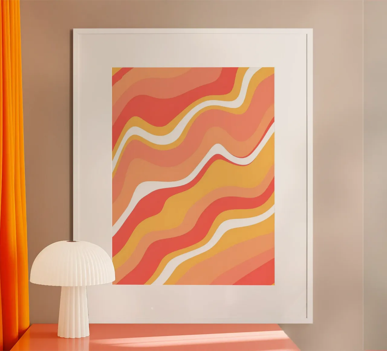 Warm Wave Abstract - Arte retrò a vortice arancione e rosa poster da homdeco