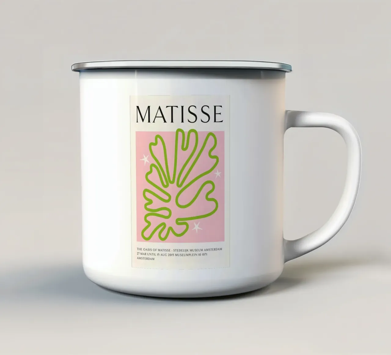 Matisse Oasis - Groen Botanisch Uitgesneden Abstracte Print emaille mok van homdeco