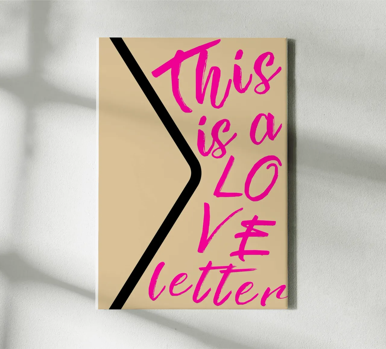 Stampa d'arte "Questa è una lettera d'amore" in caratteri rosa tela da homdeco