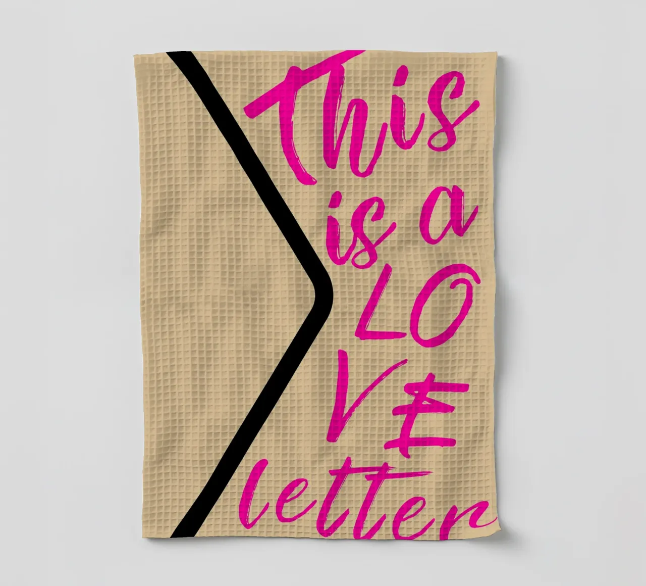 "Lettre d'amour" Impression d'art en script rose torchon de homdeco