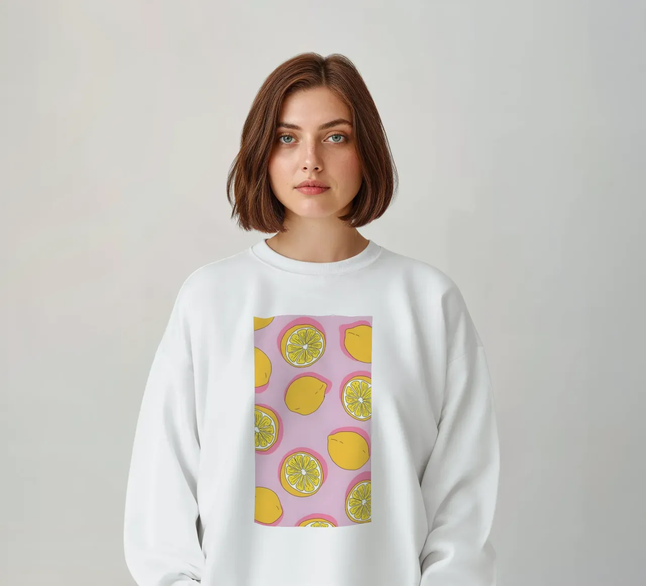 Zesty Lemon Pop Art Pattern - Impresión de cítricos rosa y amarillo sudadera de homdeco