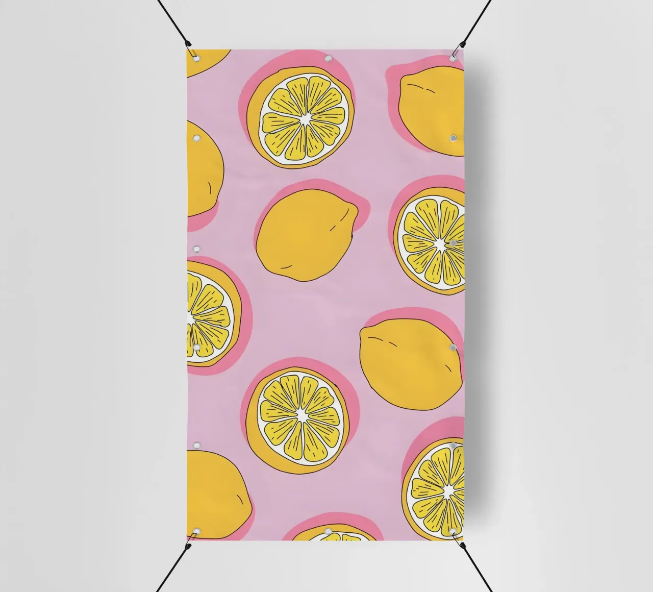 Zesty Lemon Pop Art Pattern - Impression d'agrumes rose et jaune bâche pvc de homdeco