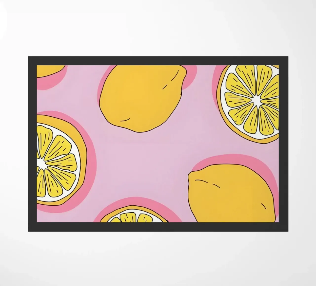 Zesty Lemon Pop Art Pattern - Impresión de cítricos rosa y amarillo felpudo de homdeco