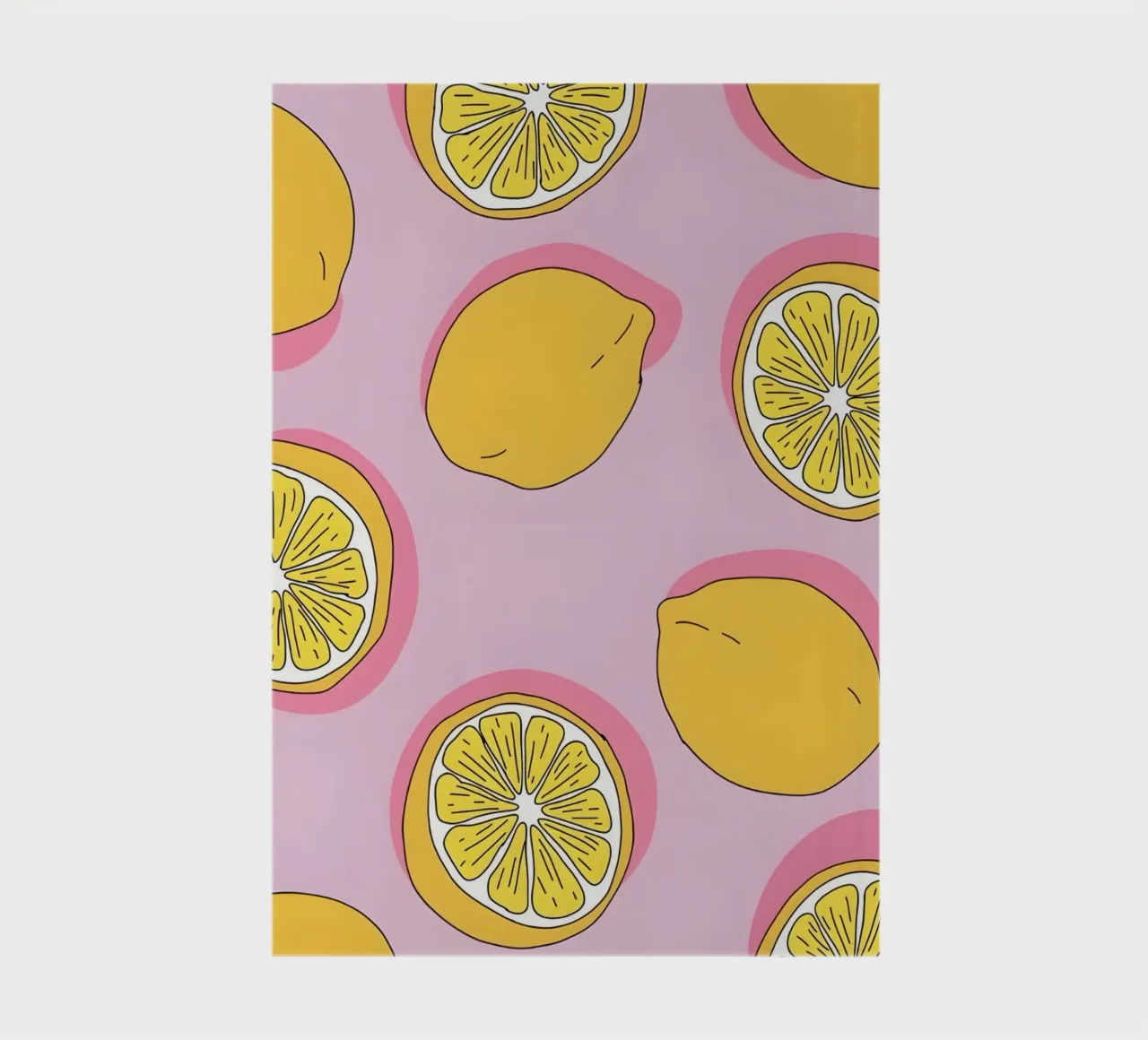 Zesty Lemon Pop Art Pattern - Pink & Yellow Citrus Print notebook by homdeco