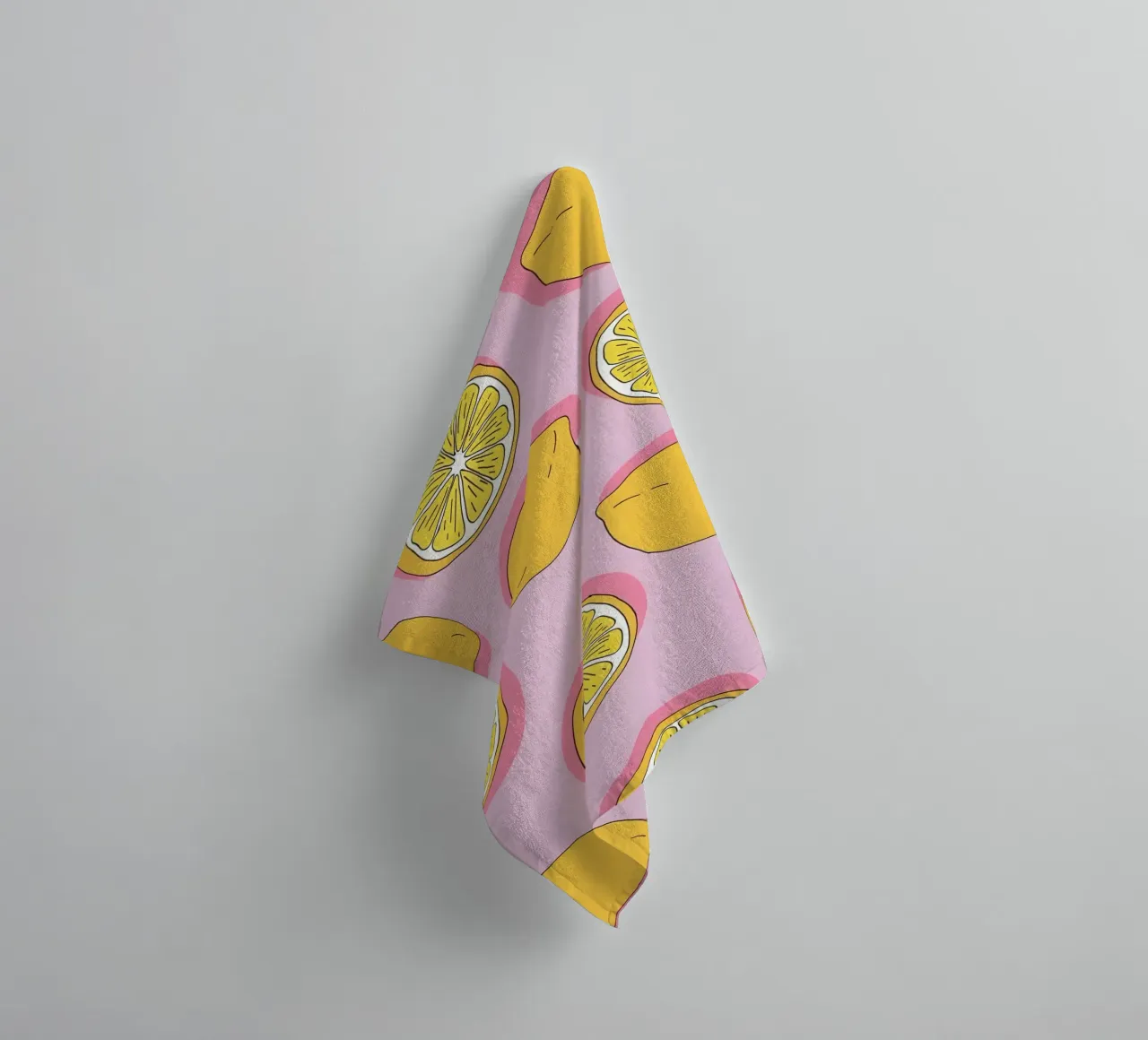 Zesty Lemon Pop Art Pattern - Impresión de cítricos rosa y amarillo toalla de baño de homdeco