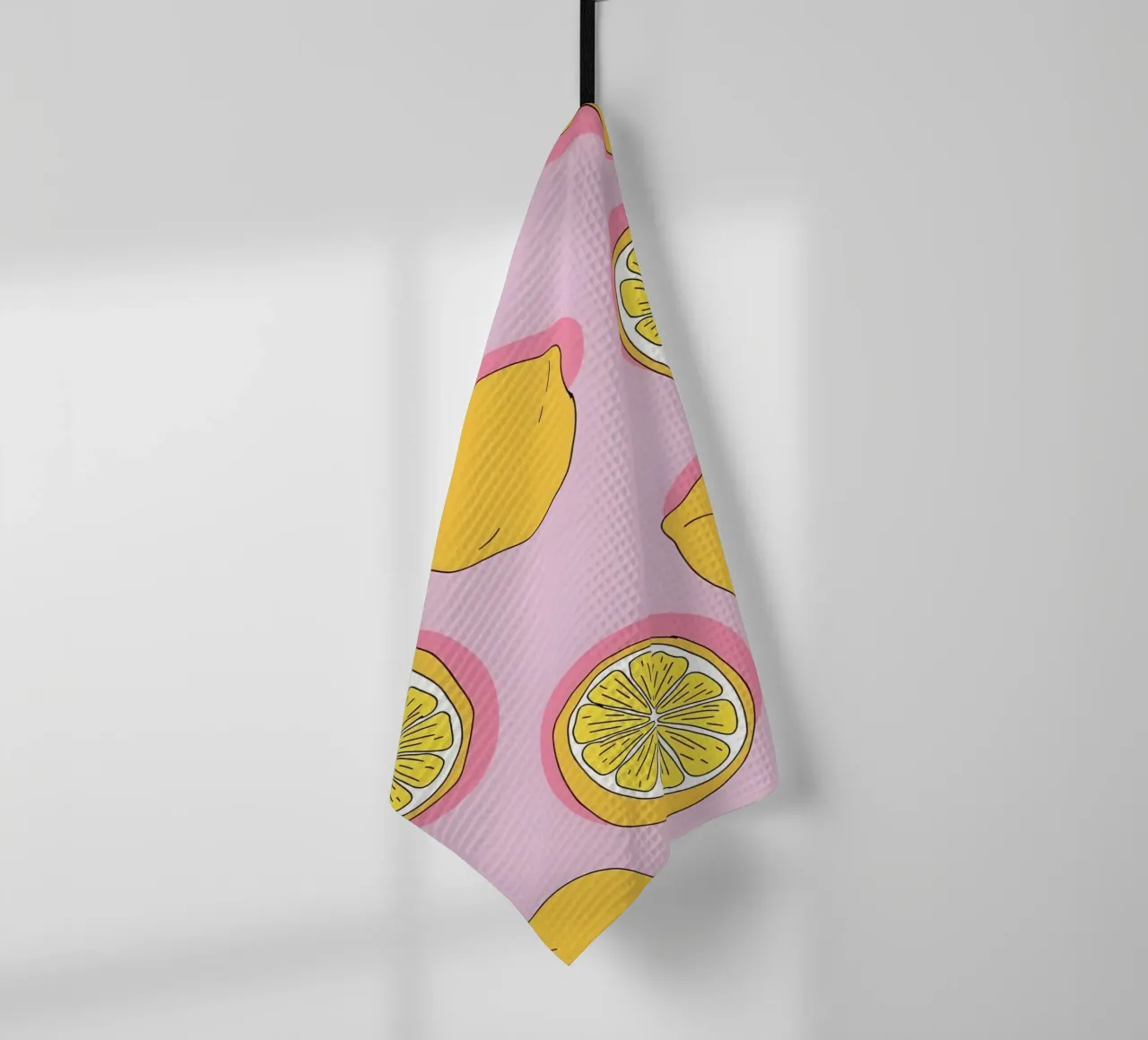 Zesty Lemon Pop Art Pattern - Impression d'agrumes rose et jaune torchon de homdeco