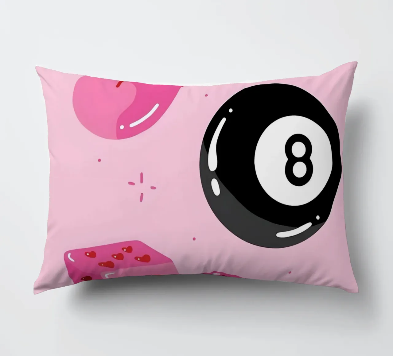 Retro Pop Art Vibes - Lips, 8 Ball & Heart Dice Print cojín de homdeco