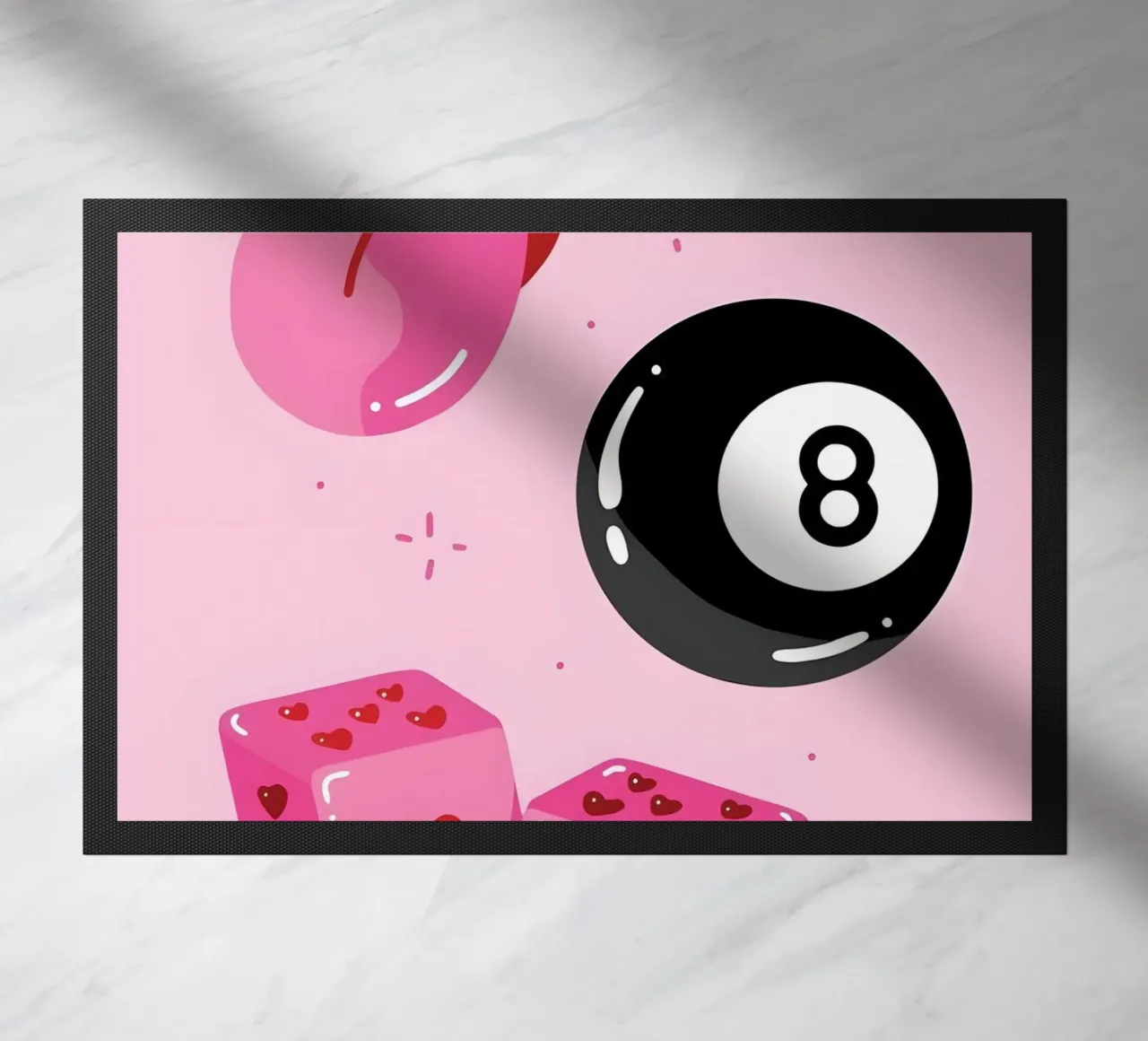 Retro Pop Art Vibes - Lips, 8 Ball & Heart Dice Print felpudo de homdeco