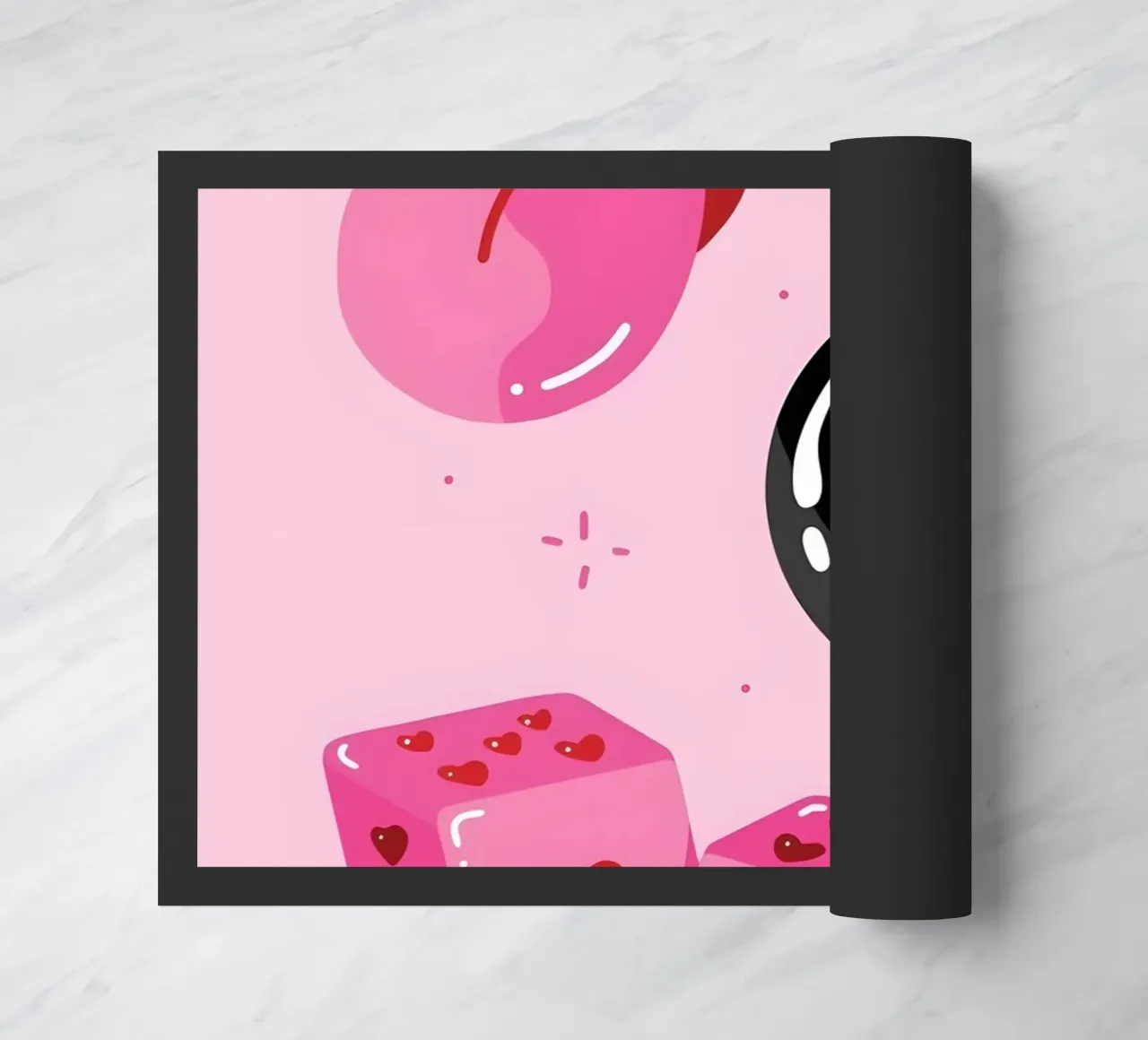 Retro Pop Art Vibes - Lips, 8 Ball & Heart Dice Print felpudo de homdeco