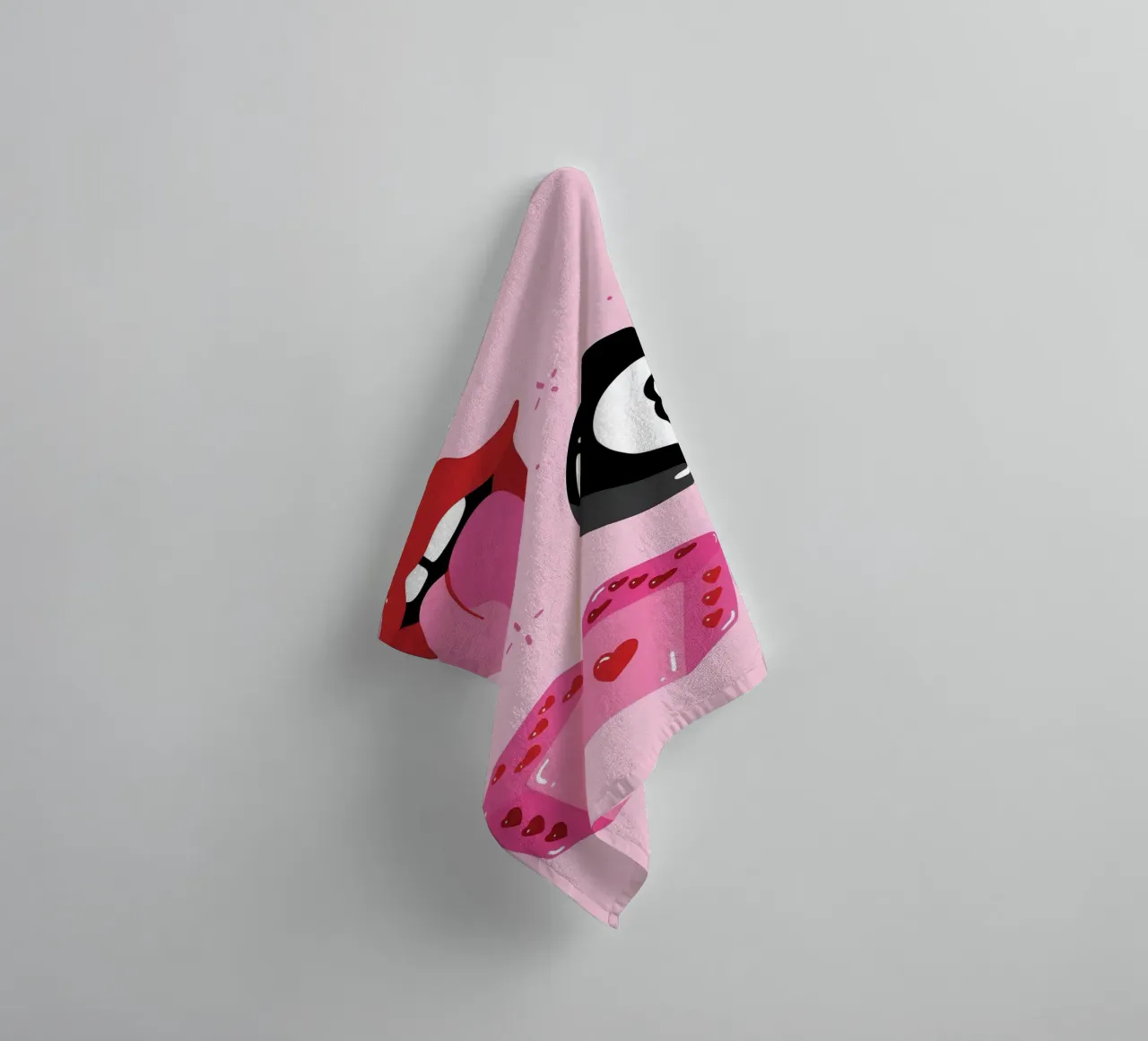 Retro Pop Art Vibes - Lips, 8 Ball & Heart Dice Print towel by homdeco